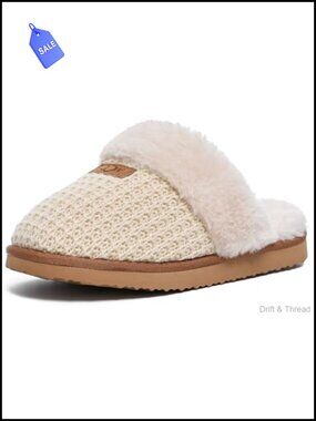 Cozy Memory Foam Fuzzy Knit Slip-On House Slippers for Women